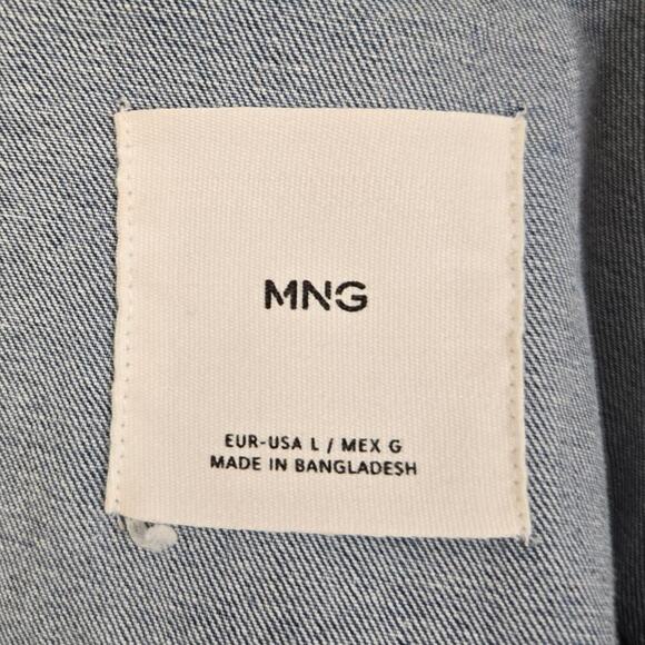 Mango MNG Womens Denim Jacket Large Trucker‎ Style Metal Buttons Retro Coat - Picture 9 of 9